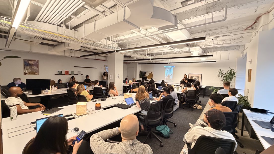 A packed workshop at Founders House, every seat taken